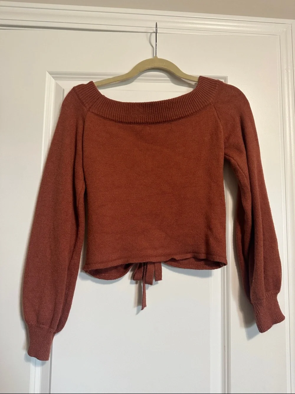 Lulu's Rust Drawstring Cropped Sweater - Picture 3 of 3